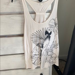 Graphic tank. White with black print.